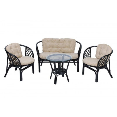 Комплект Багама с диваном и круглым столом (подушки простые светлые)