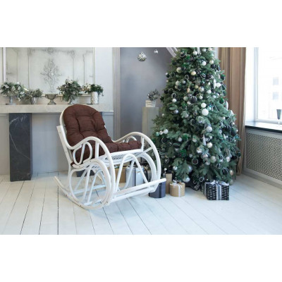 Кресло-качалка из ротанга 05/05, разборное (подушка коричневая)