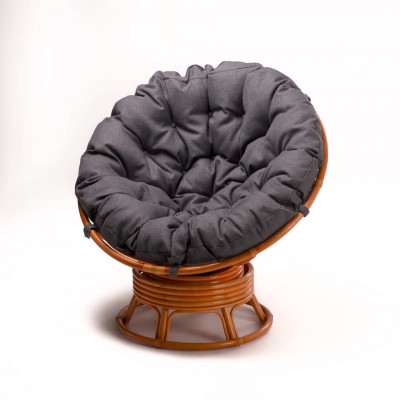 Кресло Папасан вращающийся с серой подушкой