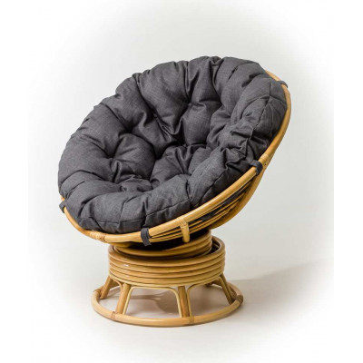 Кресло Папасан вращающийся с серой подушкой
