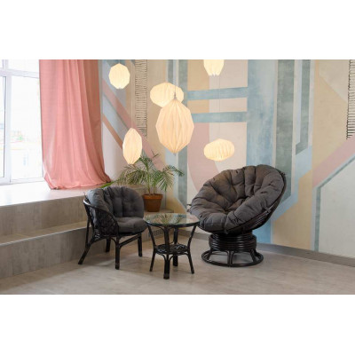 Кресло Папасан вращающийся с серой подушкой