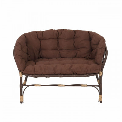 Комплект Багама с диваном и коричневыми подушками (искусственный ротанг)