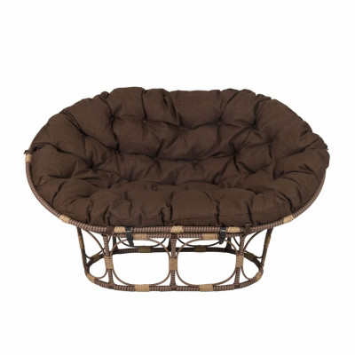 Диван из полиротанга Мамасан с коричневой подушкой