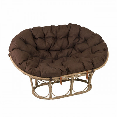 Диван из полиротанга Мамасан с коричневой подушкой