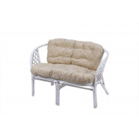 Диван Багама белый матовый с простой светлой подушкой