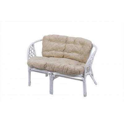 Диван Багама белый матовый с простой светлой подушкой