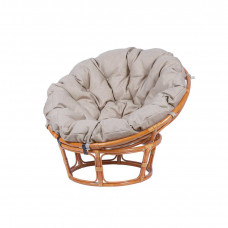 Кресло Папасан из ротанга со светлой подушкой