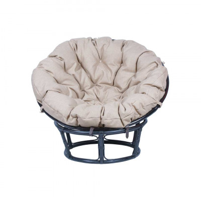 Кресло Папасан из ротанга со светлой подушкой