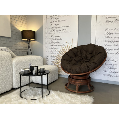 Кресло Папасан вращающийся с коричневой подушкой