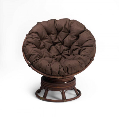 Кресло Папасан вращающийся с коричневой подушкой