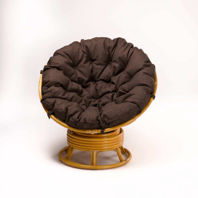 Кресло Папасан вращающийся с коричневой подушкой