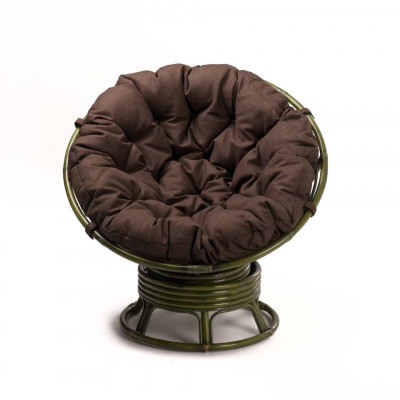 Кресло Папасан вращающийся с коричневой подушкой