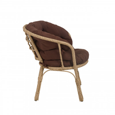 Кресло Багама из полиротанга, подушка коричневая