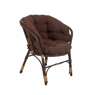 Кресло Багама из полиротанга, подушка коричневая