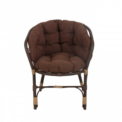 Кресло Багама из полиротанга, подушка коричневая