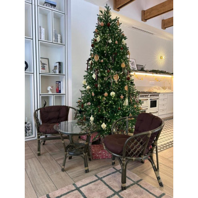 Багама дуэт из ротанга в оливе (подушки коричневые)