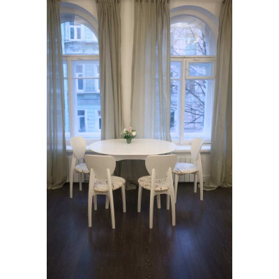 Обеденный стол Модерн, круглый, раздвижной (белый)