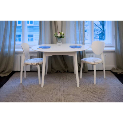 Обеденный стол Модерн, круглый, раздвижной (белый)