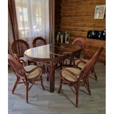 Стол обеденный овальный из ротанга 02/02А