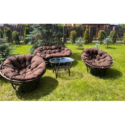 Диван из ротанга Мамасан, подушка коричневая