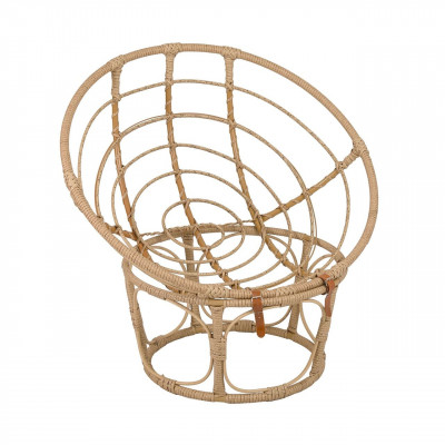 Кресло Папасан, искусственный ротанг, подушка коричневая