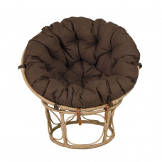 Кресло Папасан, искусственный ротанг, подушка коричневая