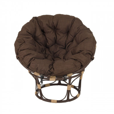 Кресло Папасан, искусственный ротанг, подушка коричневая