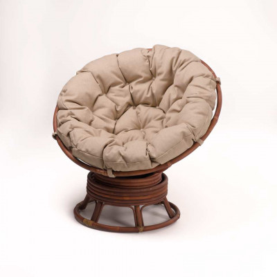 Кресло Папасан вращающийся со светлой подушкой
