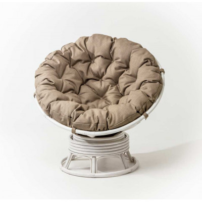 Кресло Папасан вращающийся со светлой подушкой