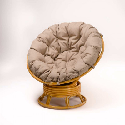 Кресло Папасан вращающийся со светлой подушкой