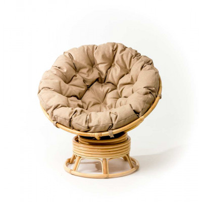 Кресло Папасан вращающийся со светлой подушкой