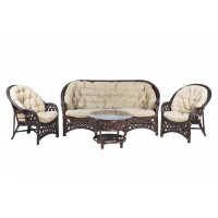 Комплект Черчилль с 3-местным диваном и круглым столом, подушки светлые