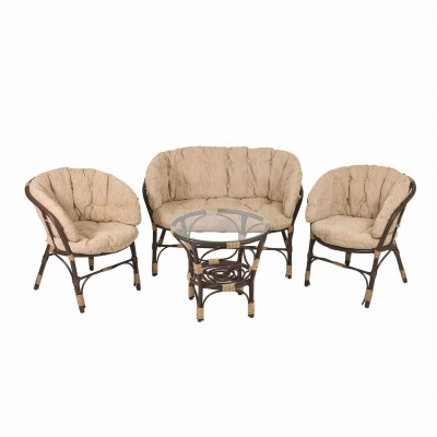 Диван Багама, полиротанг, подушка бежевая