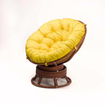 Кресло Папасан вращающийся с желтой подушкой