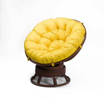 Кресло Папасан вращающийся с желтой подушкой