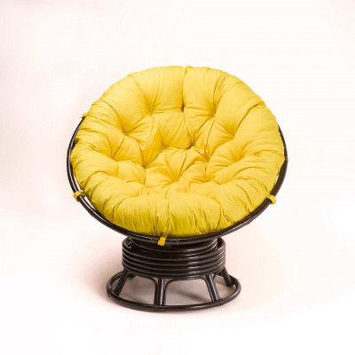Кресло Папасан вращающийся с желтой подушкой