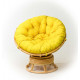 Кресло Папасан вращающийся с желтой подушкой