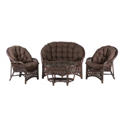 Комплект Черчилль с 2-местным диваном и овальным столом, подушки коричневые