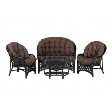 Комплект Черчилль с 2-местным диваном и овальным столом, подушки коричневые