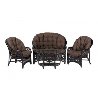 Комплект Черчилль с 2-местным диваном и овальным столом, подушки коричневые