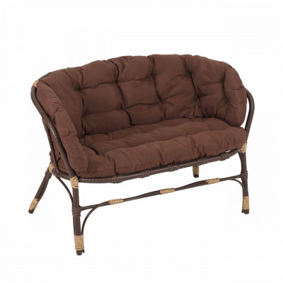 Диван Багама, полиротанг, подушка коричневая