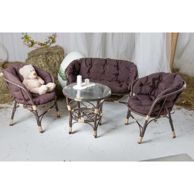 Диван Багама, полиротанг, подушка коричневая