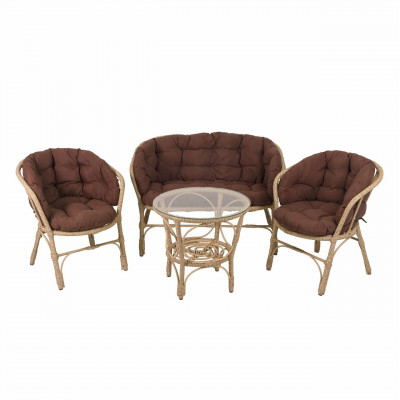 Диван Багама, полиротанг, подушка коричневая