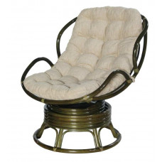 Вращающееся кресло из ротанга Папасан Челси в цвете олива