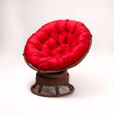 Кресло Папасан вращающийся с красной подушкой