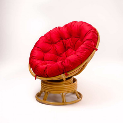 Кресло Папасан вращающийся с красной подушкой