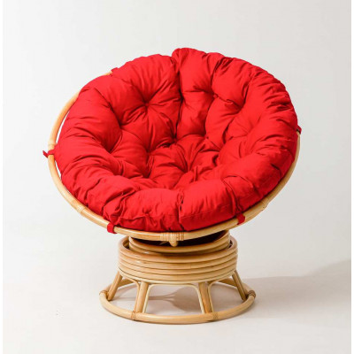 Кресло Папасан вращающийся с красной подушкой