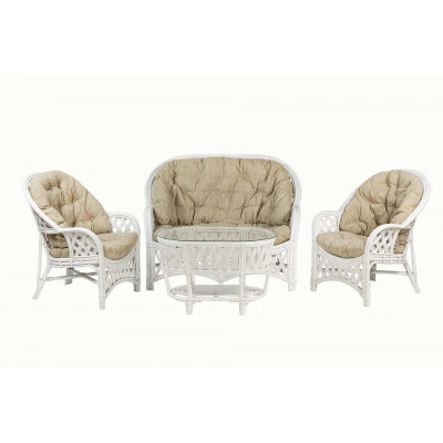 Комплект Черчилль с 2-местным диваном и овальным столом, подушки светлые