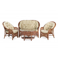 Комплект Черчилль с 2-местным диваном и овальным столом, подушки светлые