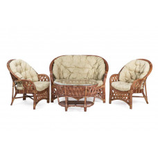 Комплект Черчилль с 2-местным диваном и овальным столом, подушки светлые